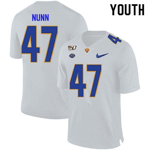 2019 Youth #47 Kyle Nunn Pitt Panthers College Football Jerseys Sale-White